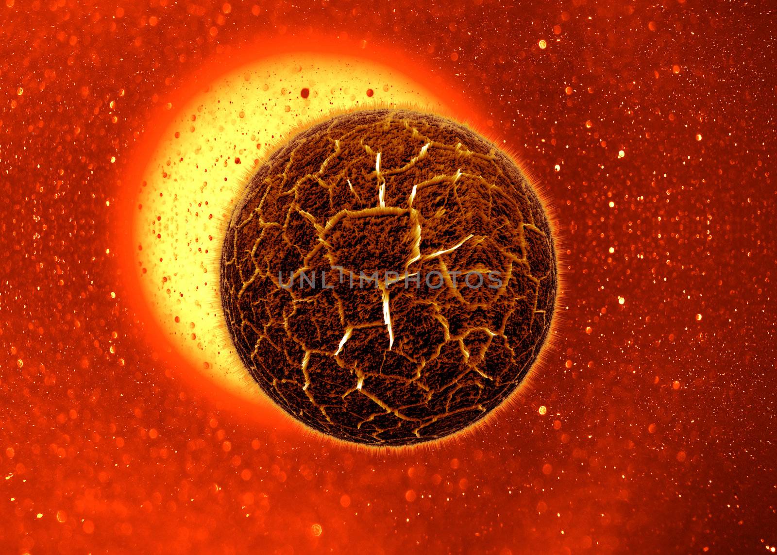 Simulated Planet explosion, Exploding fire planet