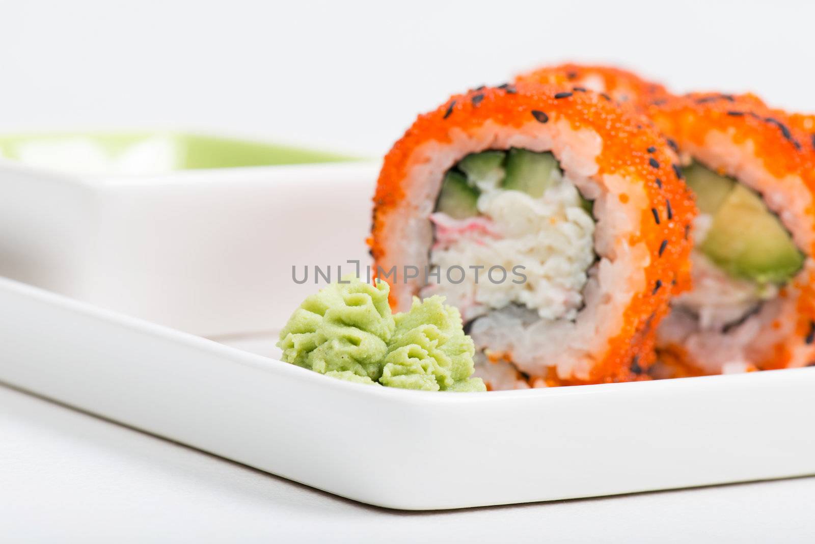 Sushi. Shallow depth of field. Focus on the wasabi by anytka