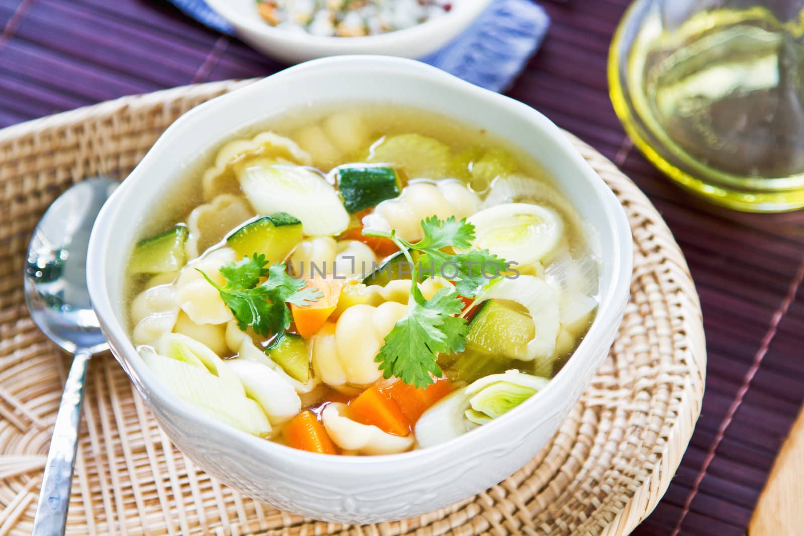 Vegetables soup with pasta by vanillaechoes