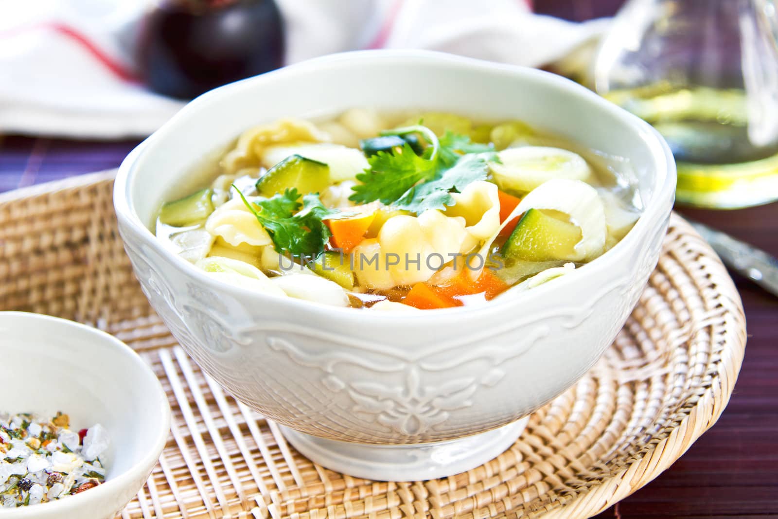 Vegetables soup with pasta by vanillaechoes