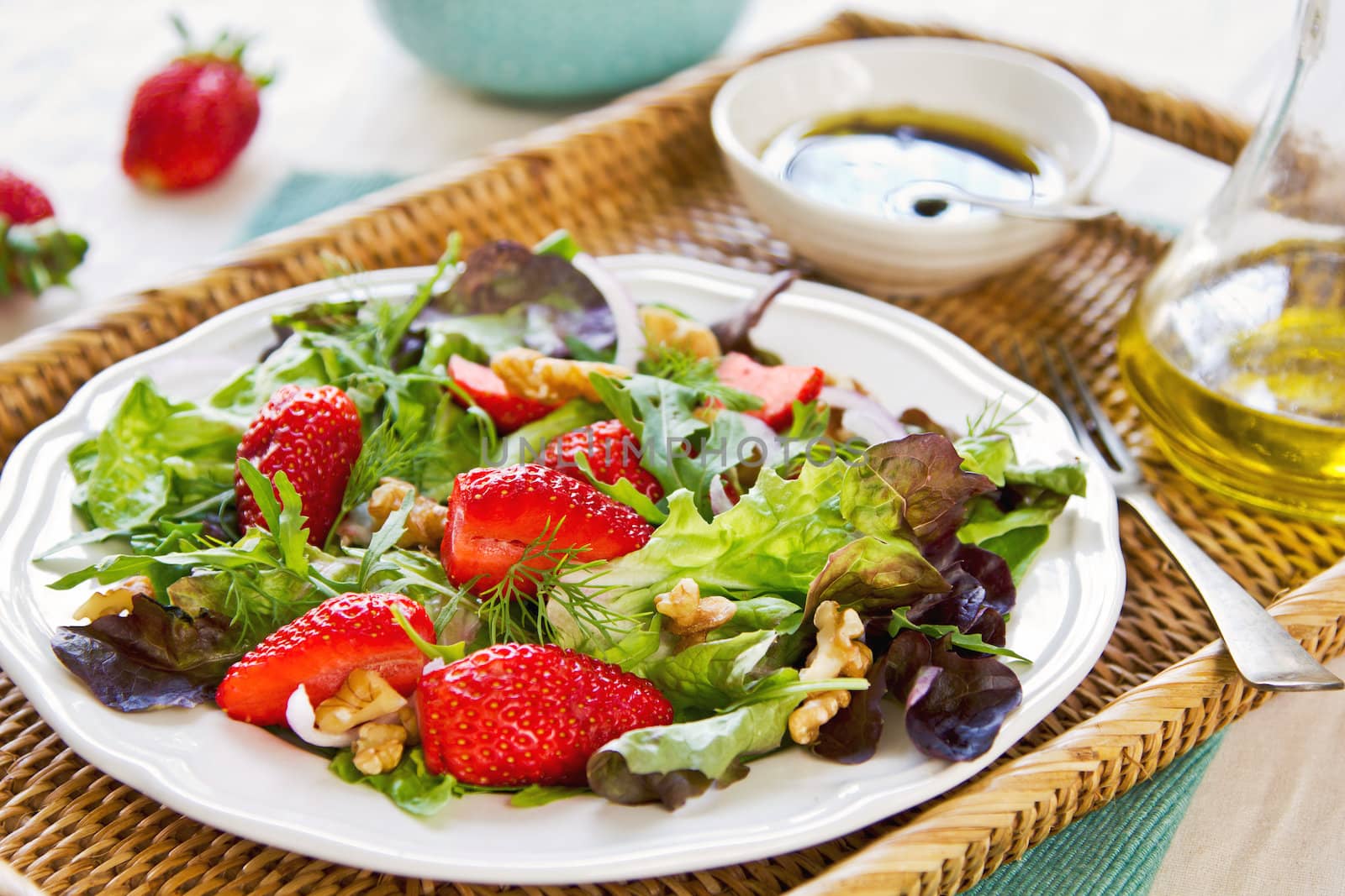 Strawberry with Walnut and Rocket salad by Balsamic dressing