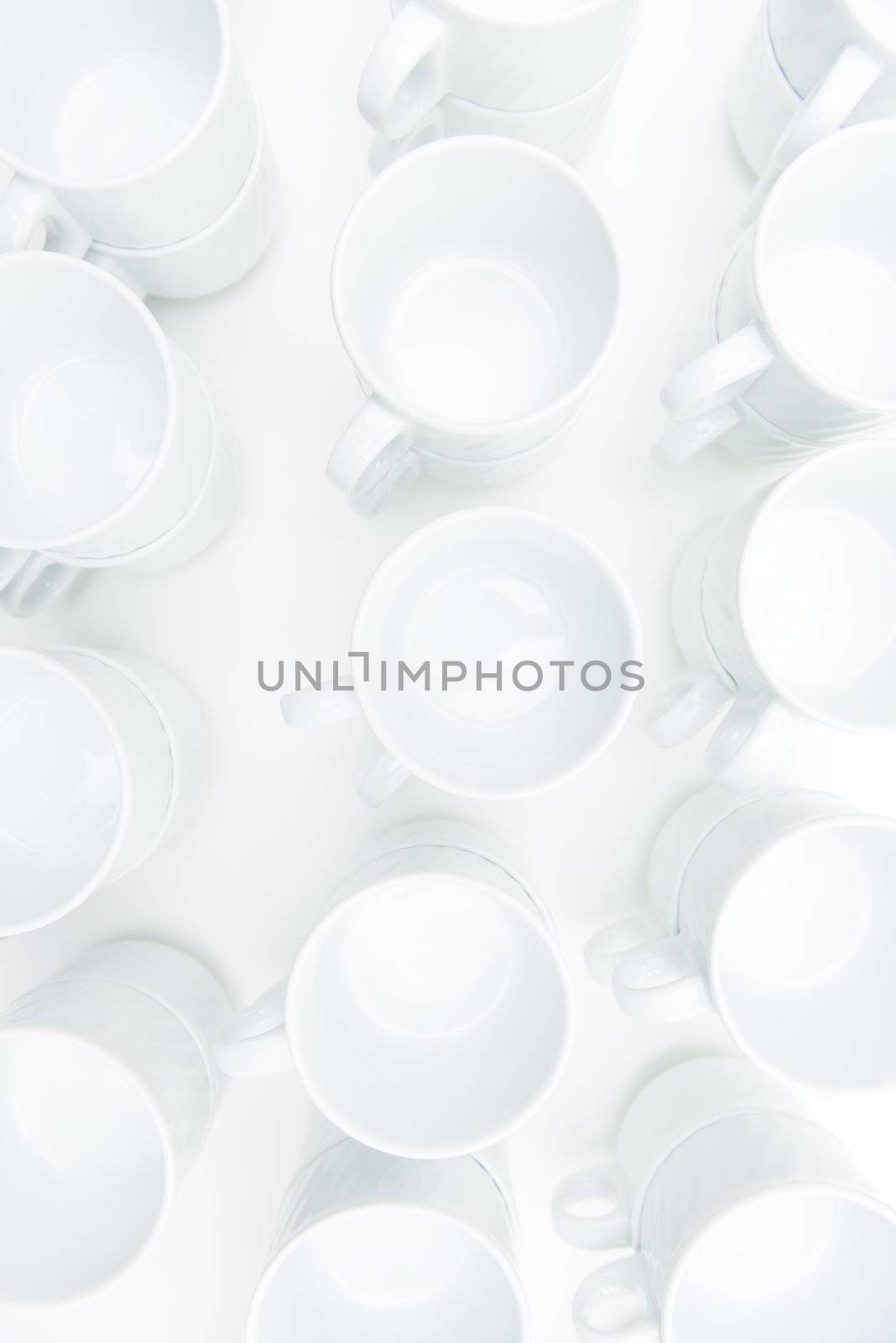 Plenty Of White Coffee Cups From Above
