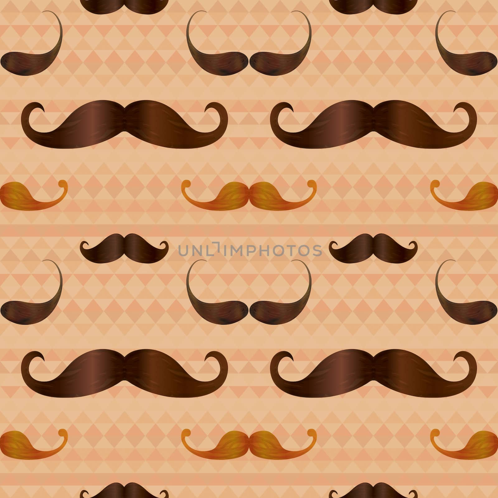 Vector Hipster Mustache Geometric Seamless Pattern Background