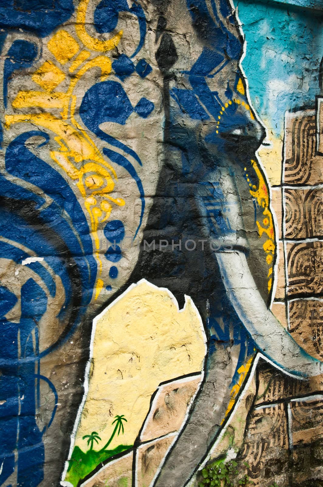 Paris - France - May 2013 - urban art - elephant by NeydtStock
