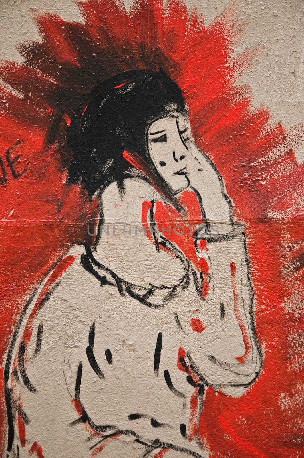urban art  street in Paris- woman
