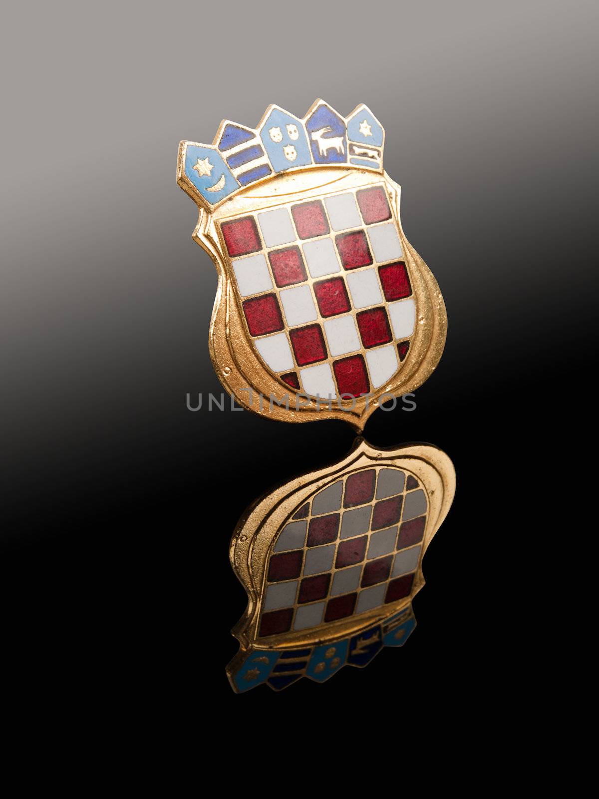 Croatia metal emblem with reflection, isolated