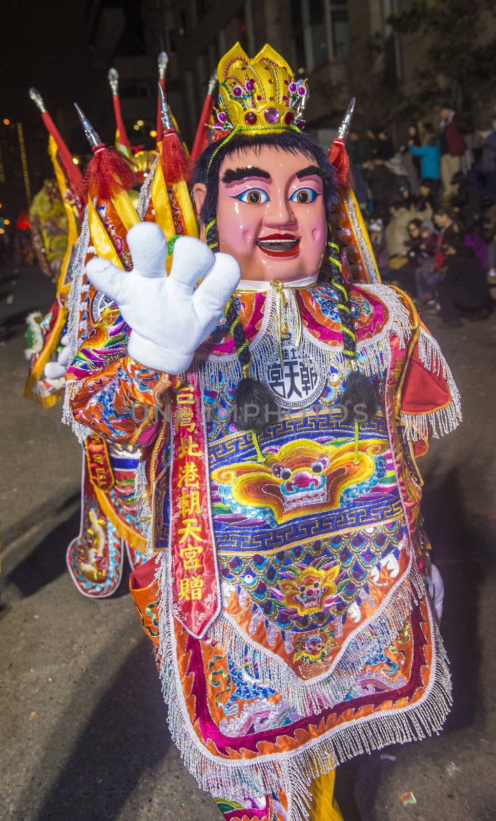 SAN FRANCISCO - FEB 15 : An unidentified participants with traditional man-size costumes at the annual Chinese new year parade on February 15 2014 on San Francisco , California