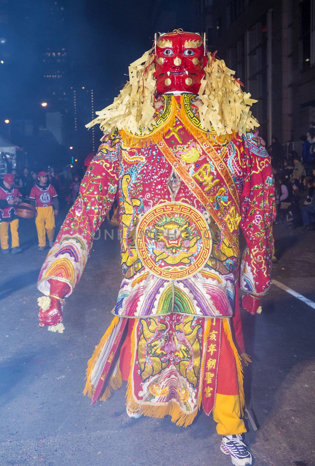 SAN FRANCISCO - FEB 15 : An unidentified participants with traditional man-size costumes at the annual Chinese new year parade on February 15 2014 on San Francisco , California