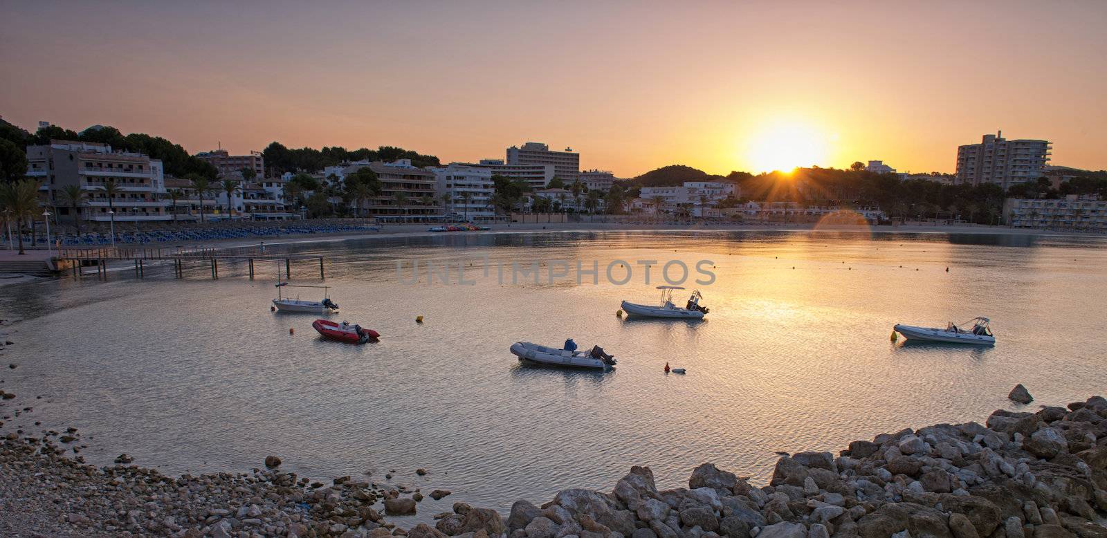 Beach of Paguera in Majorca at Sunset by Rainman