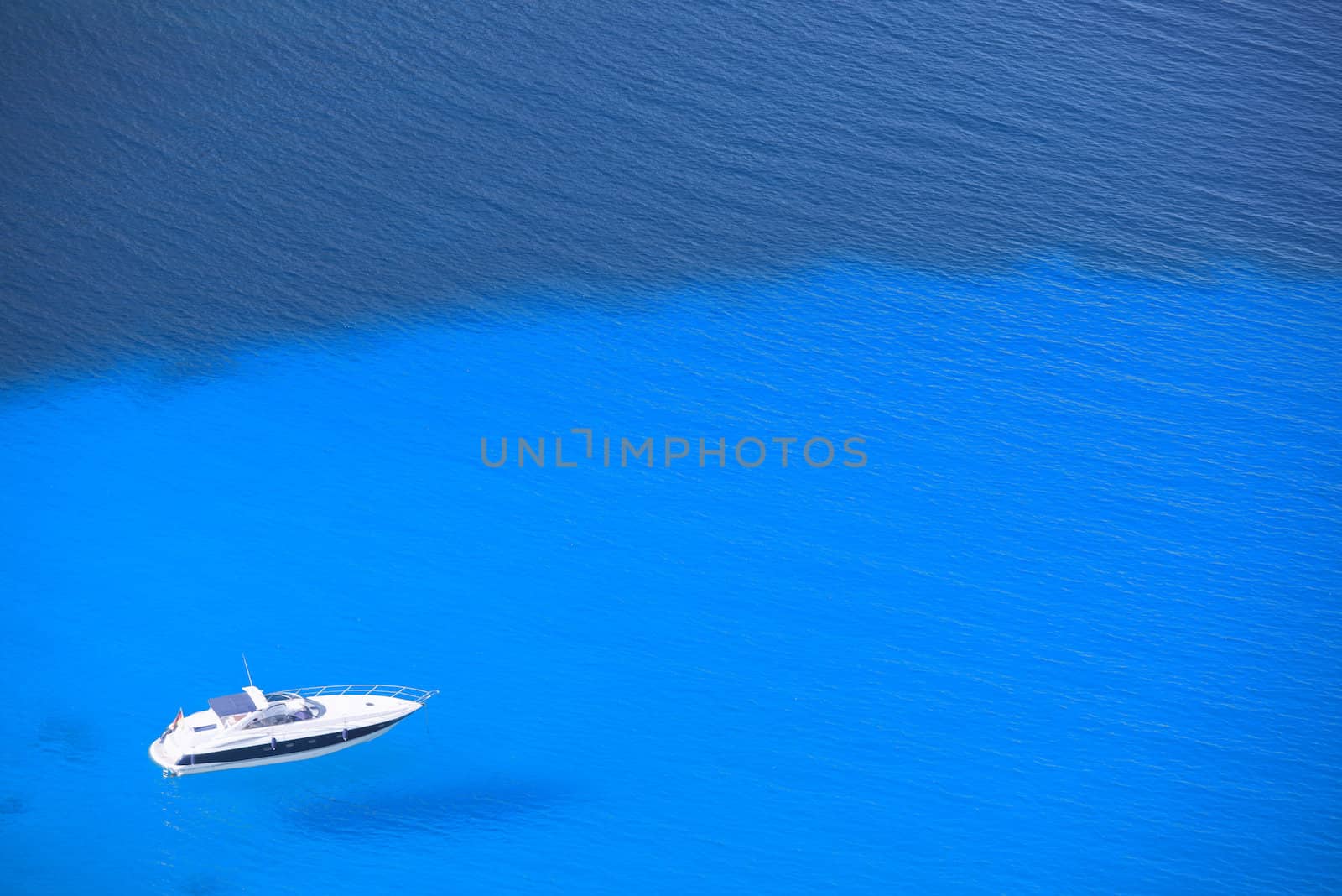Lonely Yacht in the Open  Sea View From Above