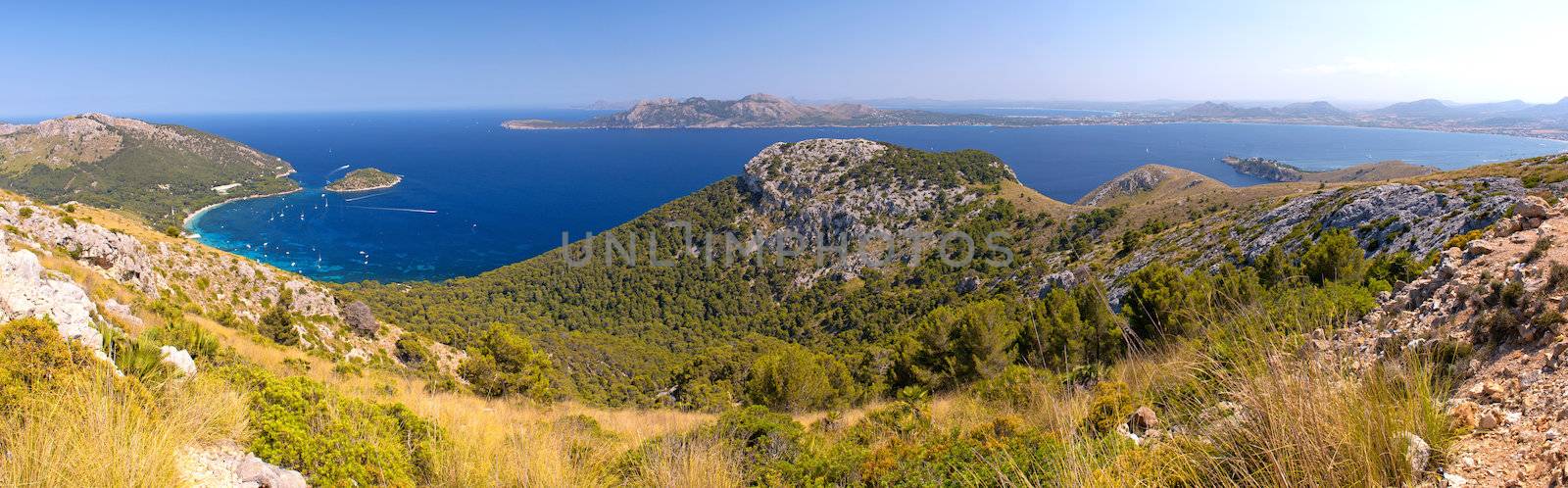 Panorama View of Cala Pi de La Posada in Mallorca, Spain ( Balearic Islands )