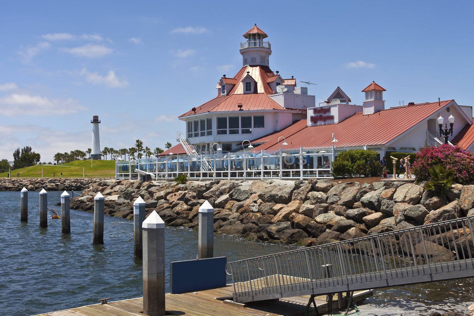 Parkers Lighthouse and marina in Long Beach California.