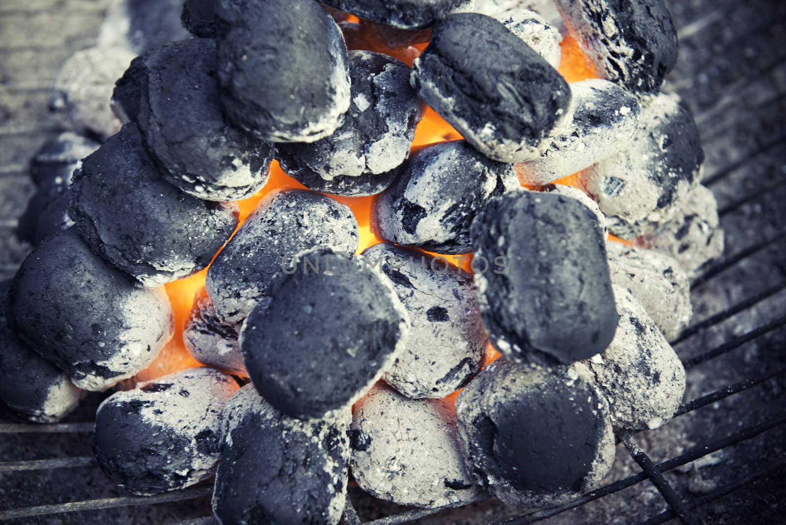 Barbecue Grill and Hot Smoldering Coal