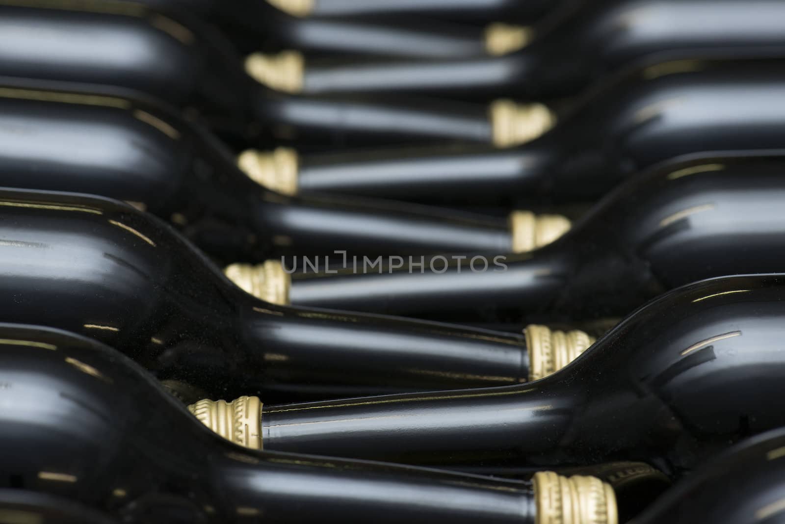 Many of Wine Bottles In A Row