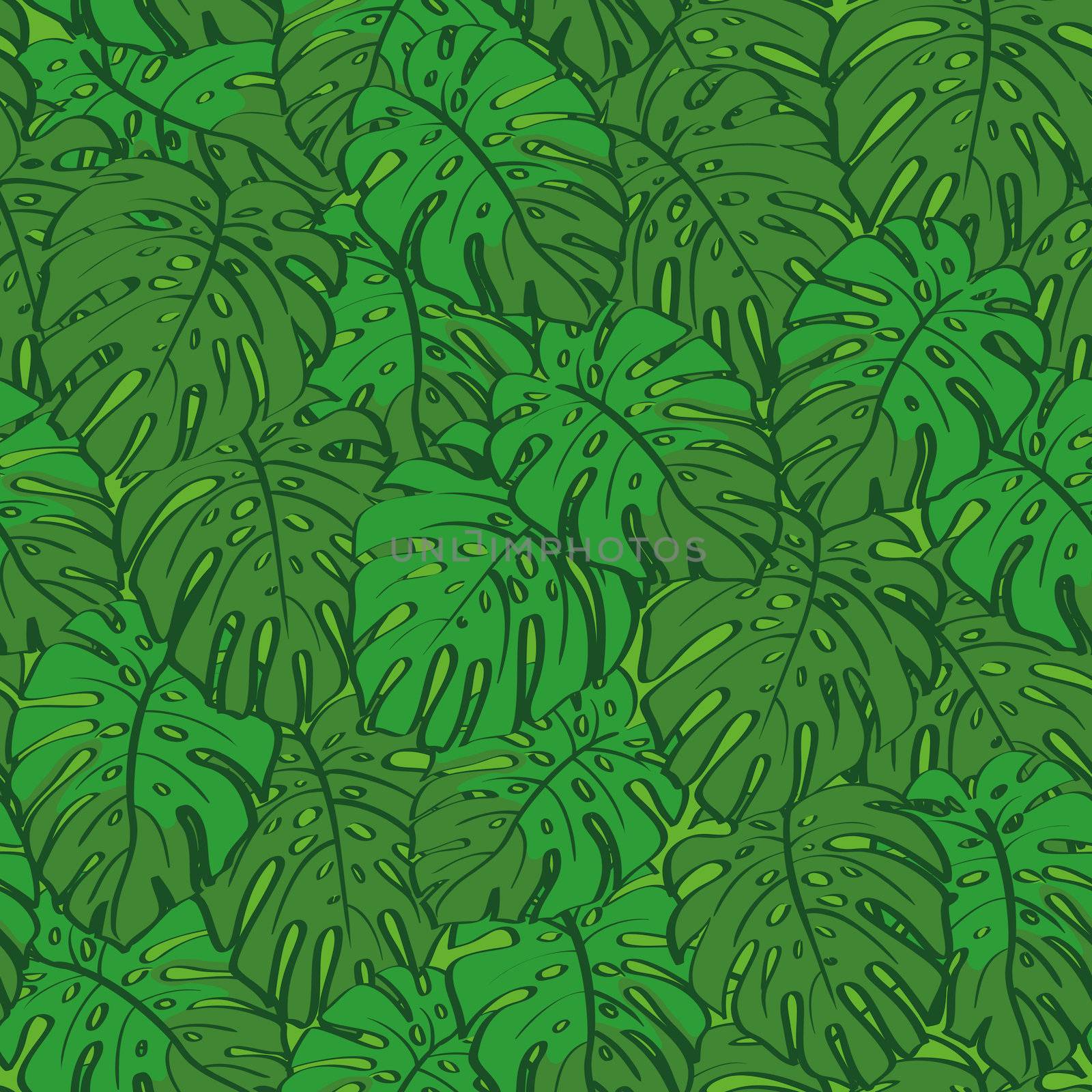 Seamless background, monstera green leaves by alexcoolok
