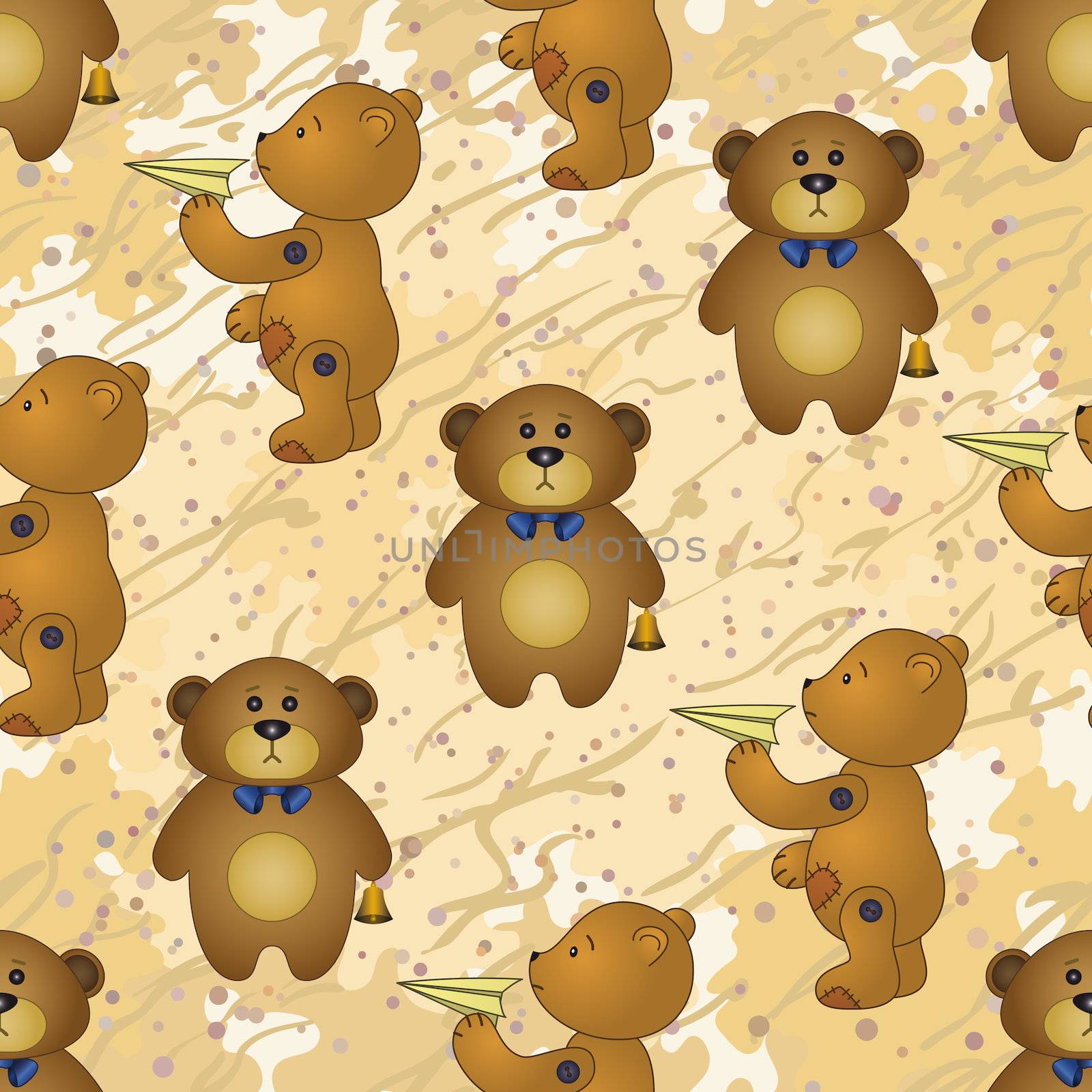 Seamless pattern, teddy bears with toys by alexcoolok