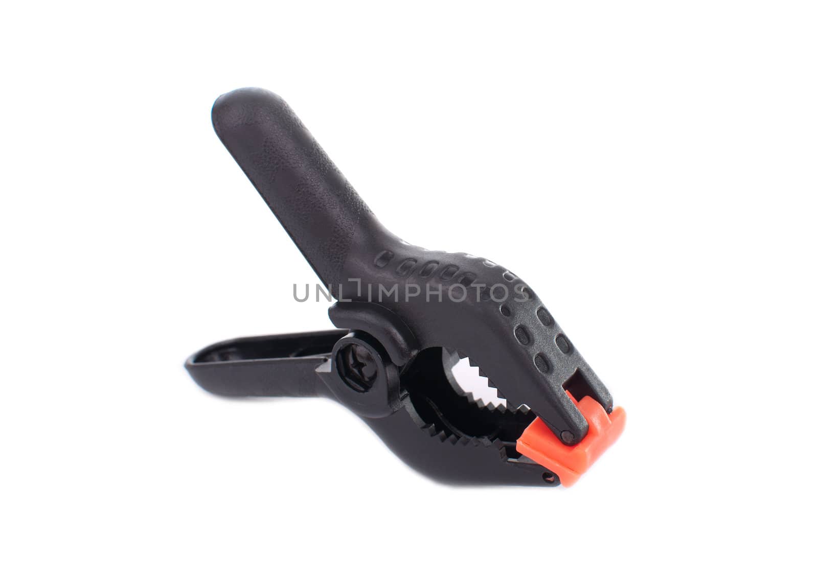 Black Plastic Clamp Isolated On White