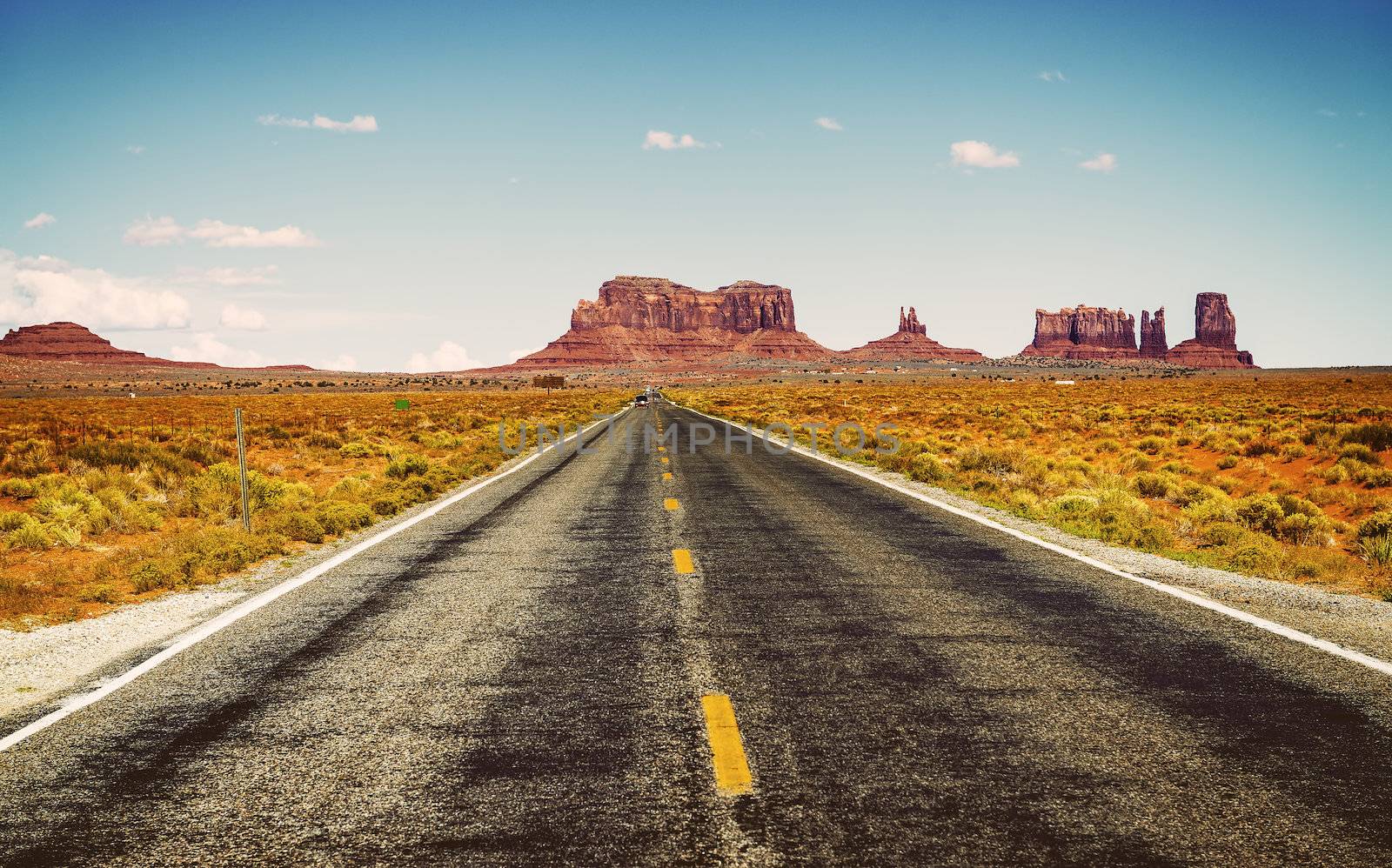 famous road in southwest of america near Monument Valley tribal park, USA