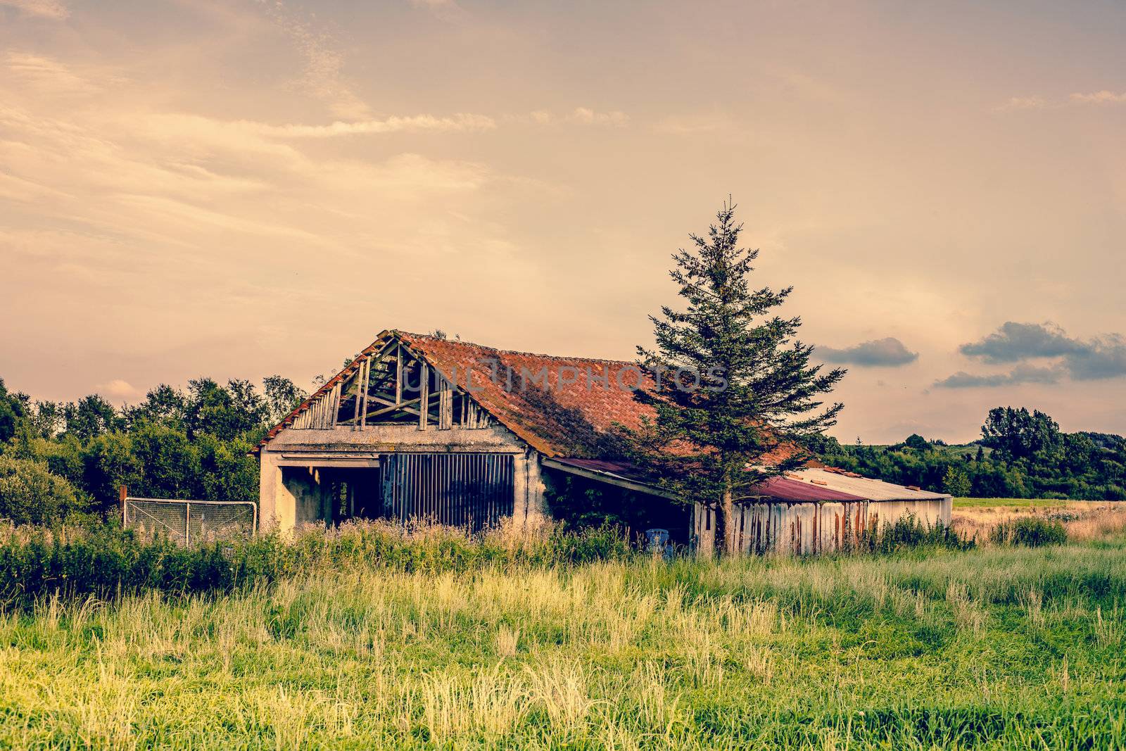 Old broken farm in the countryside