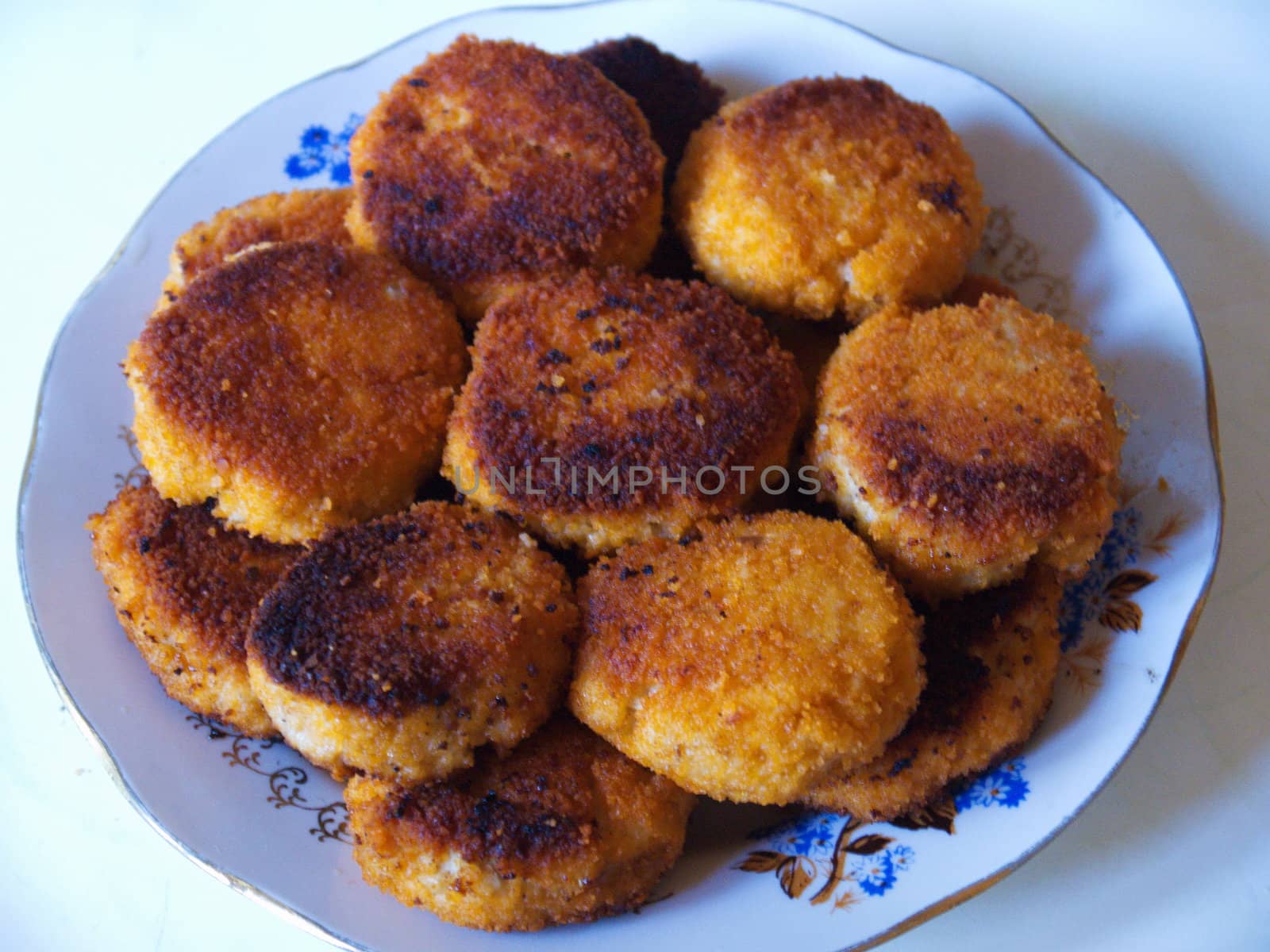 Fried in bread crumbs Meatballs on the plate