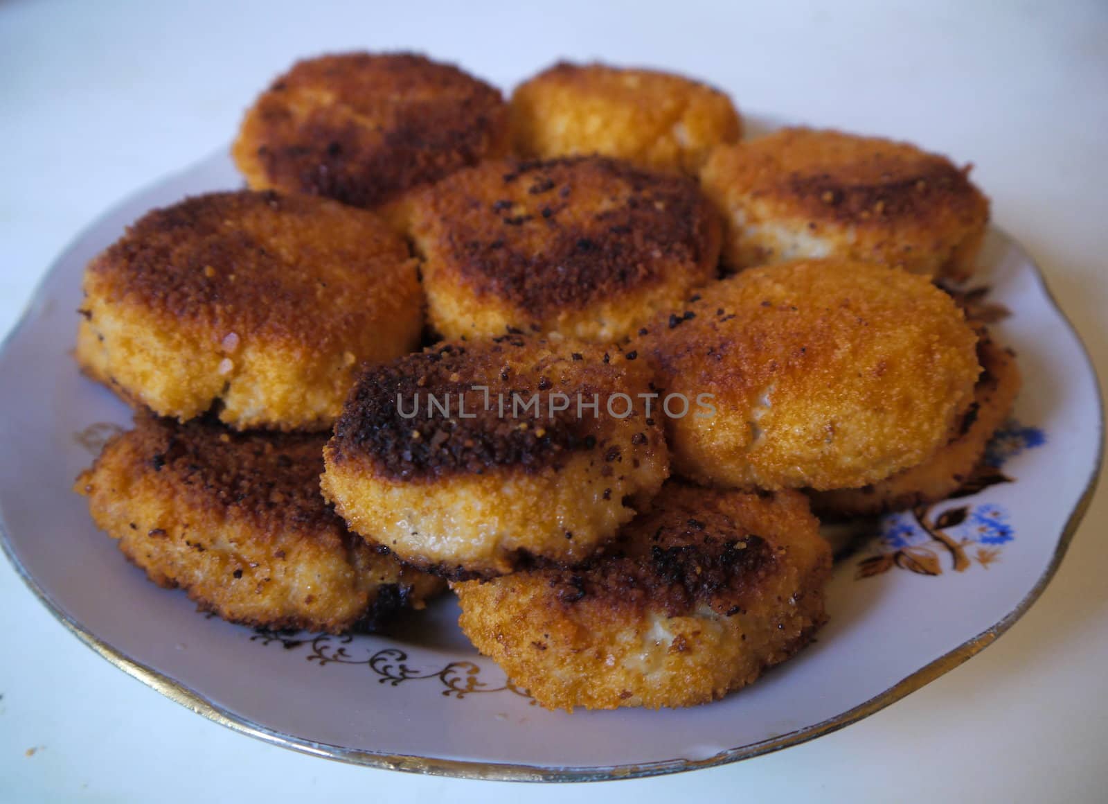 Fried in bread crumbs Meatballs on the plate