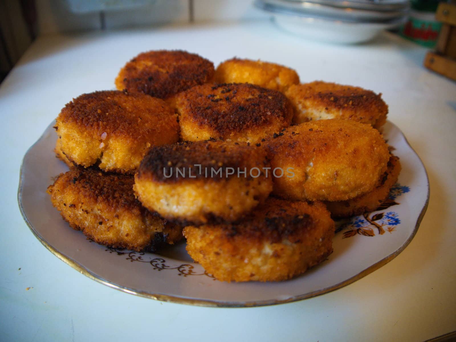 Fried in bread crumbs Meatballs on the plate