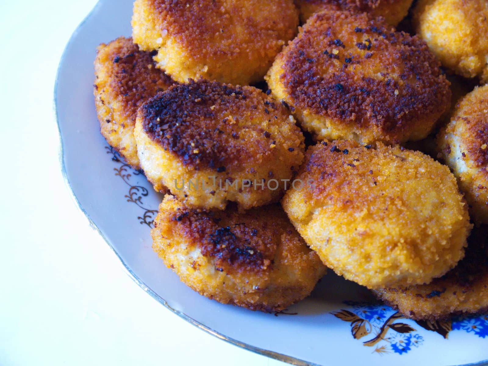 Fried in bread crumbs Meatballs on the plate