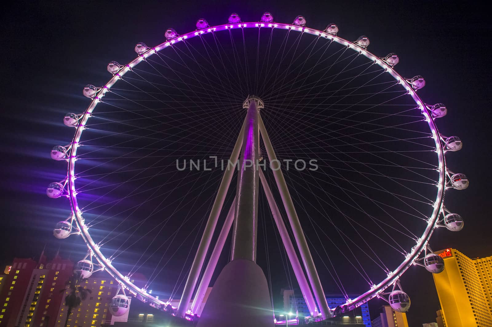 LAS VEGAS - MARCH 10 : The High Roller at the Linq, a dining and shopping district at the center of the Las Vegas Strip on March 10 2014 , The High Roller is the world's largest observation wheel