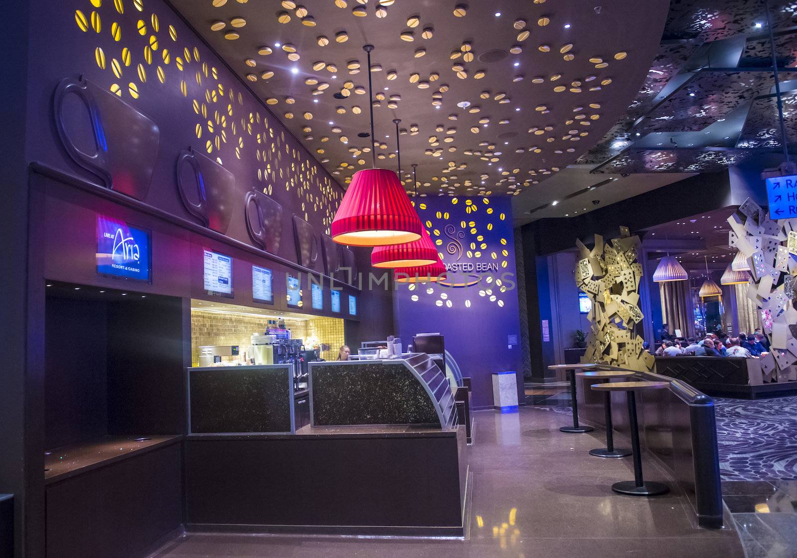 LAS VEGAS - MARCH 10 : The interior of Aria Resort and Casino in Las Vegas on March 10 2014. The Aria was opened on 2009 and is the world's largest hotel to receive LEED Gold certification