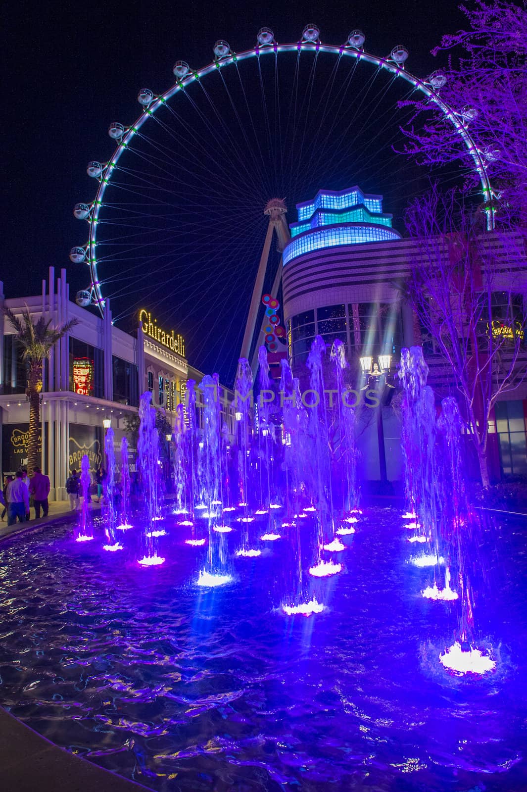 LAS VEGAS - MARCH 15 : The Linq, a dining and shopping district and High Roller at the center of the Las Vegas Strip on March 15 2014 , The High Roller is the world's largest observation wheel