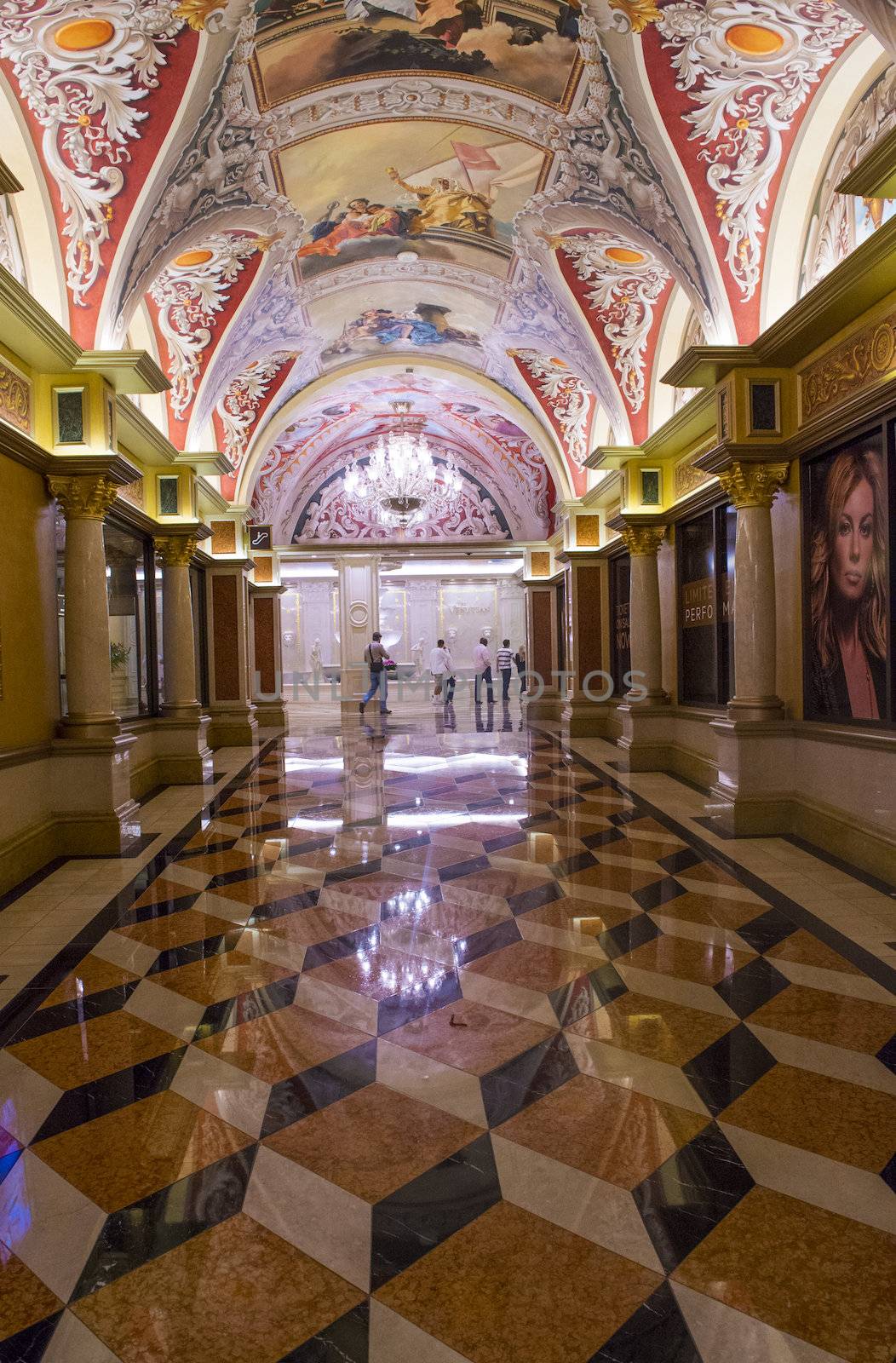 LAS VEGAS - MARCH 15 : The interior of the Venetian hotel & Casino in Las Vegas on March 15, 2014. With more than 4000 suites it's one of the most famous hotels in the world.