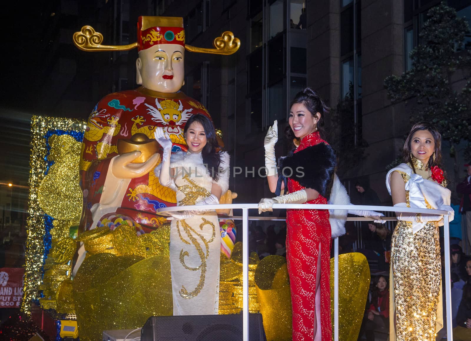 SAN FRANCISCO - FEB 15 : A parade float at the Chinese New Year Parade in San Francisco , California on February 15 2014 , It is the largest Asian event in North America 