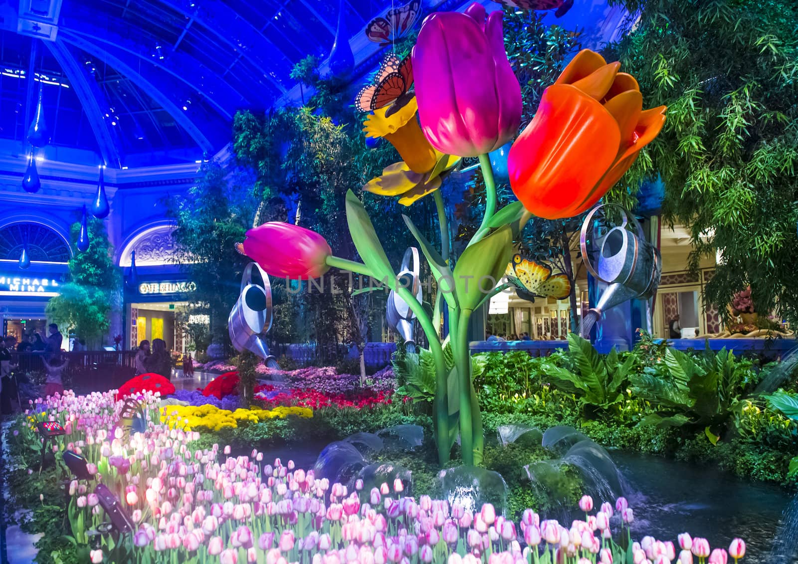 LAS VEGAS - MARCH 10: Spring season in Bellagio Hotel Conservatory & Botanical Gardens on March 10, 2014 in Las Vegas. There are five seasonal themes that the Conservatory undergoes each year.