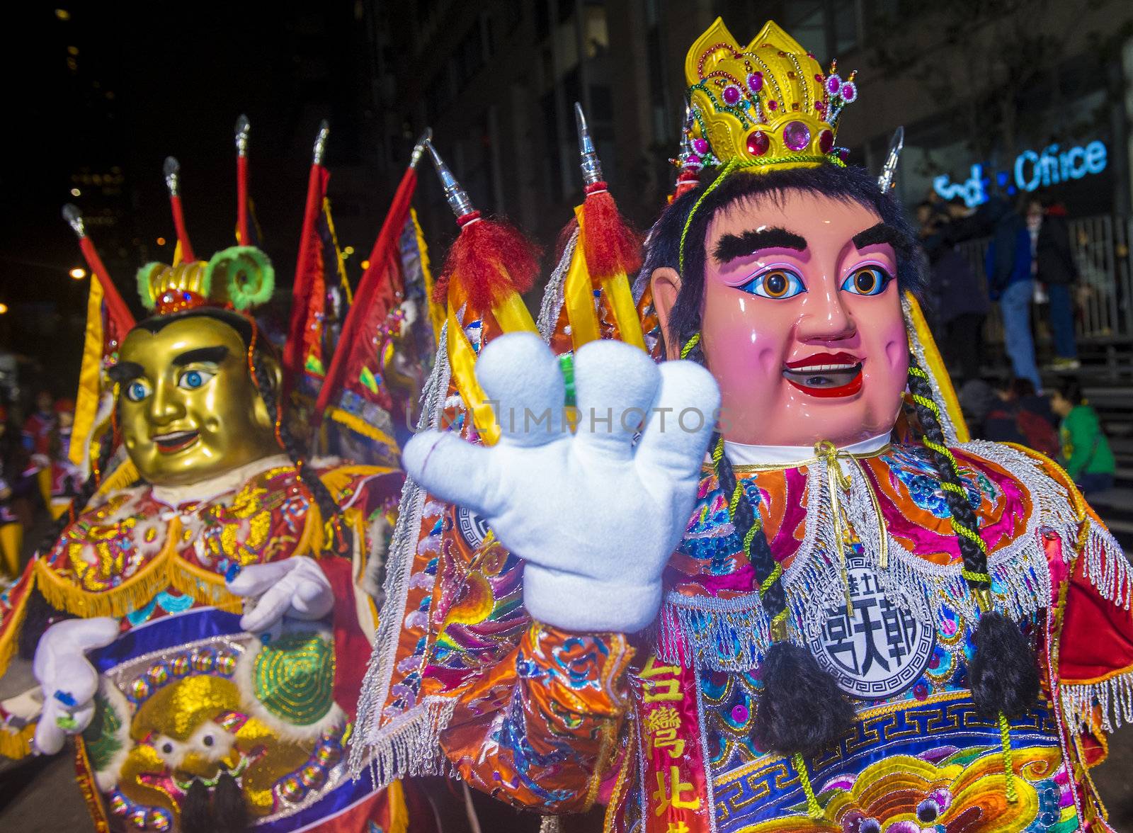 SAN FRANCISCO - FEB 15 : An unidentified participants with traditional man-size costumes at the annual Chinese new year parade on February 15 2014 on San Francisco , California