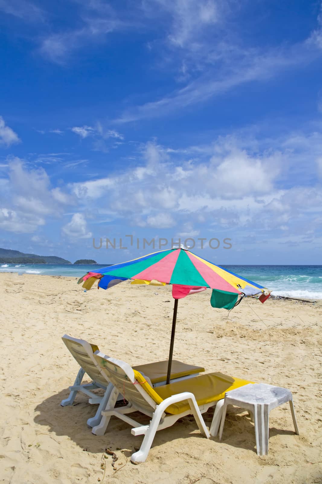 Beach furniture on Karon Beach, Phuket