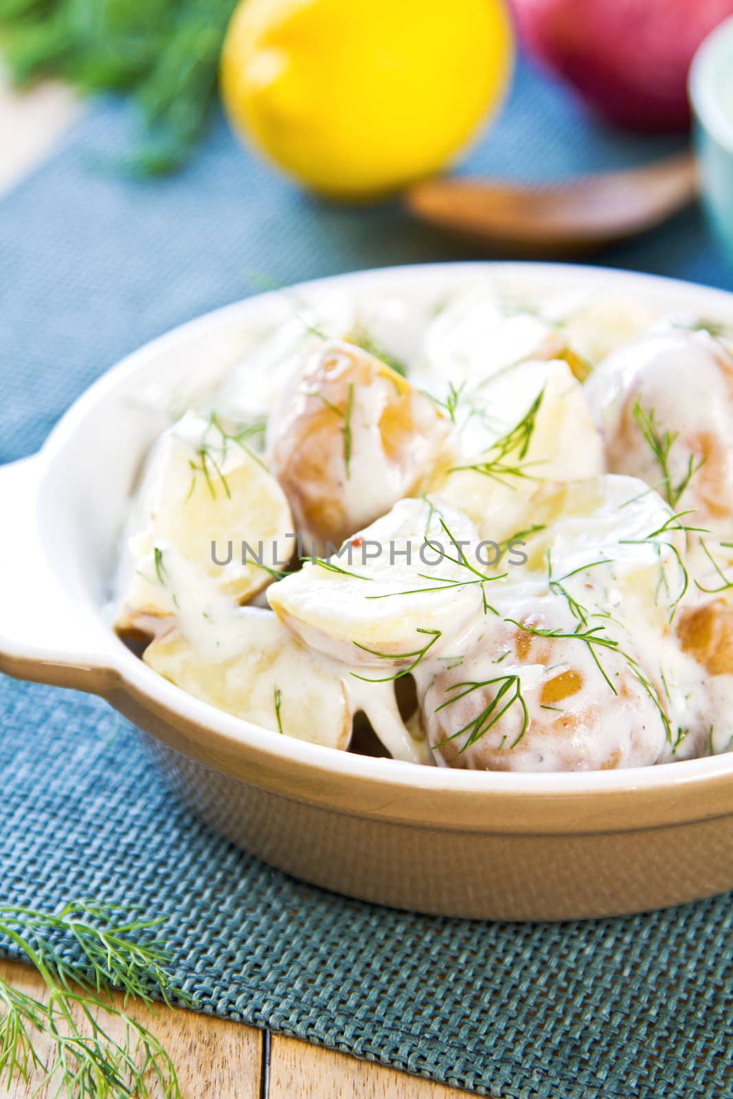 Potato with sour cream dressing salad by vanillaechoes