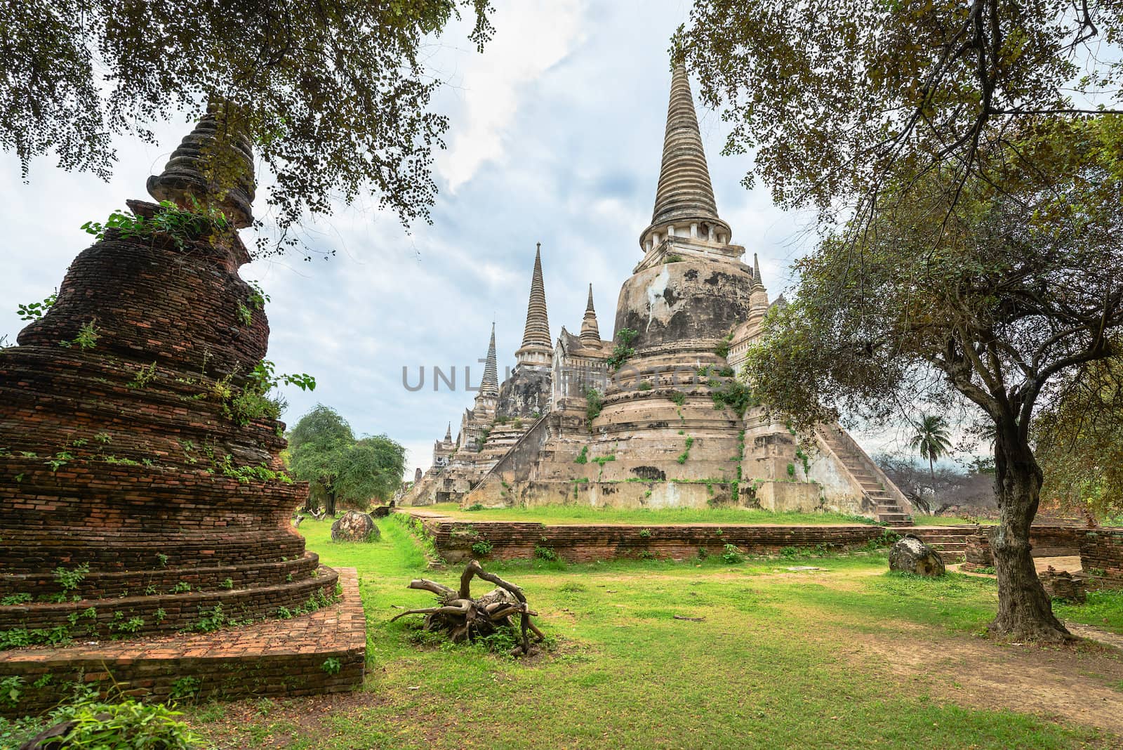 Ruins of acient stupas at Buddhist temple by iryna_rasko