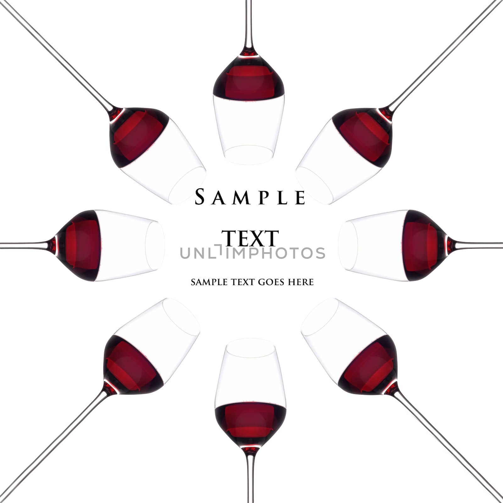 Wine Glasses With Red Wine Design With Copy Text