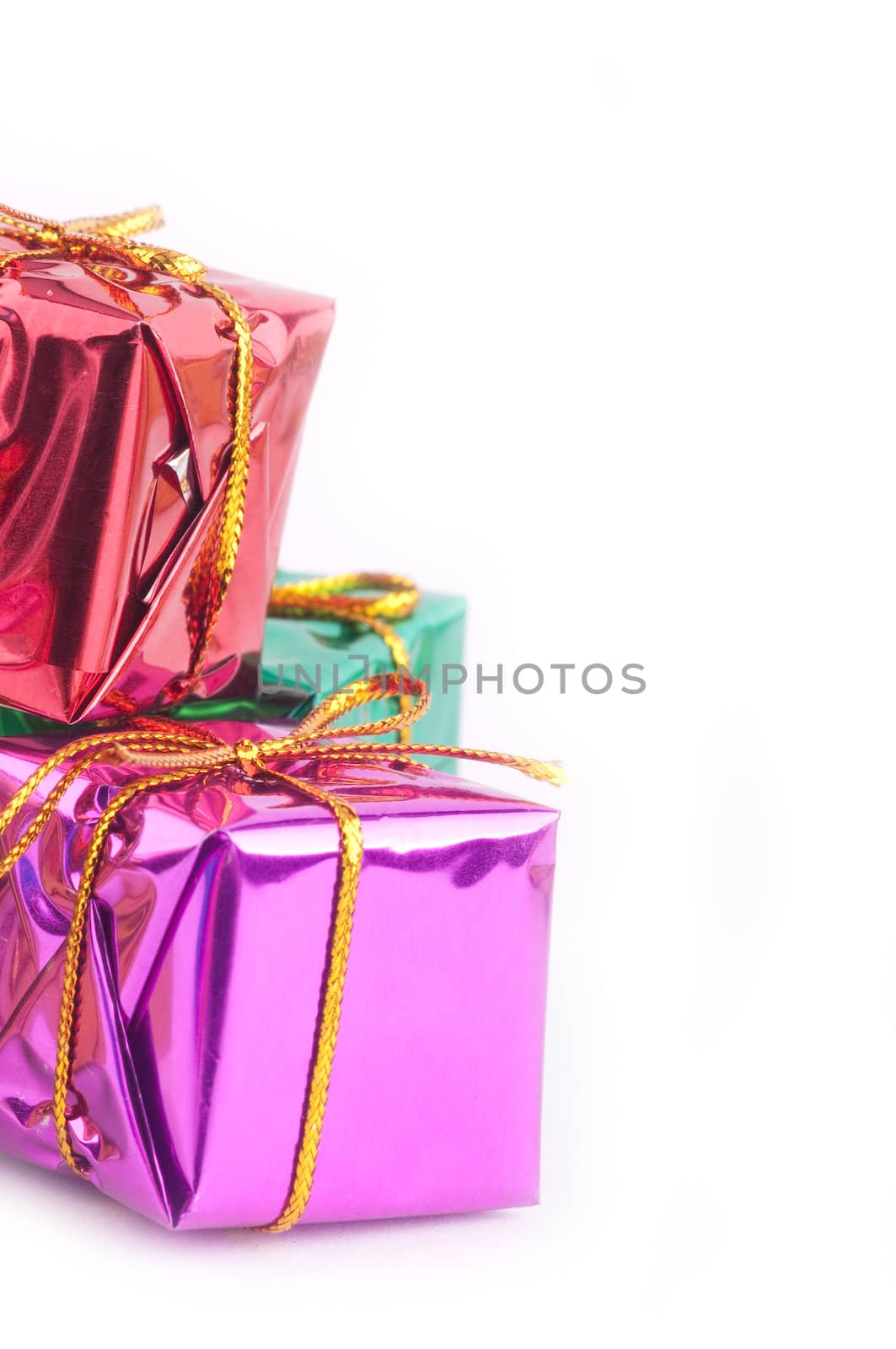 Collection of presents isolated on white by Rainman