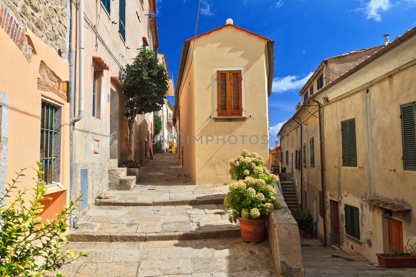 urban view in Marciana, ancient village in Elba island, Italy