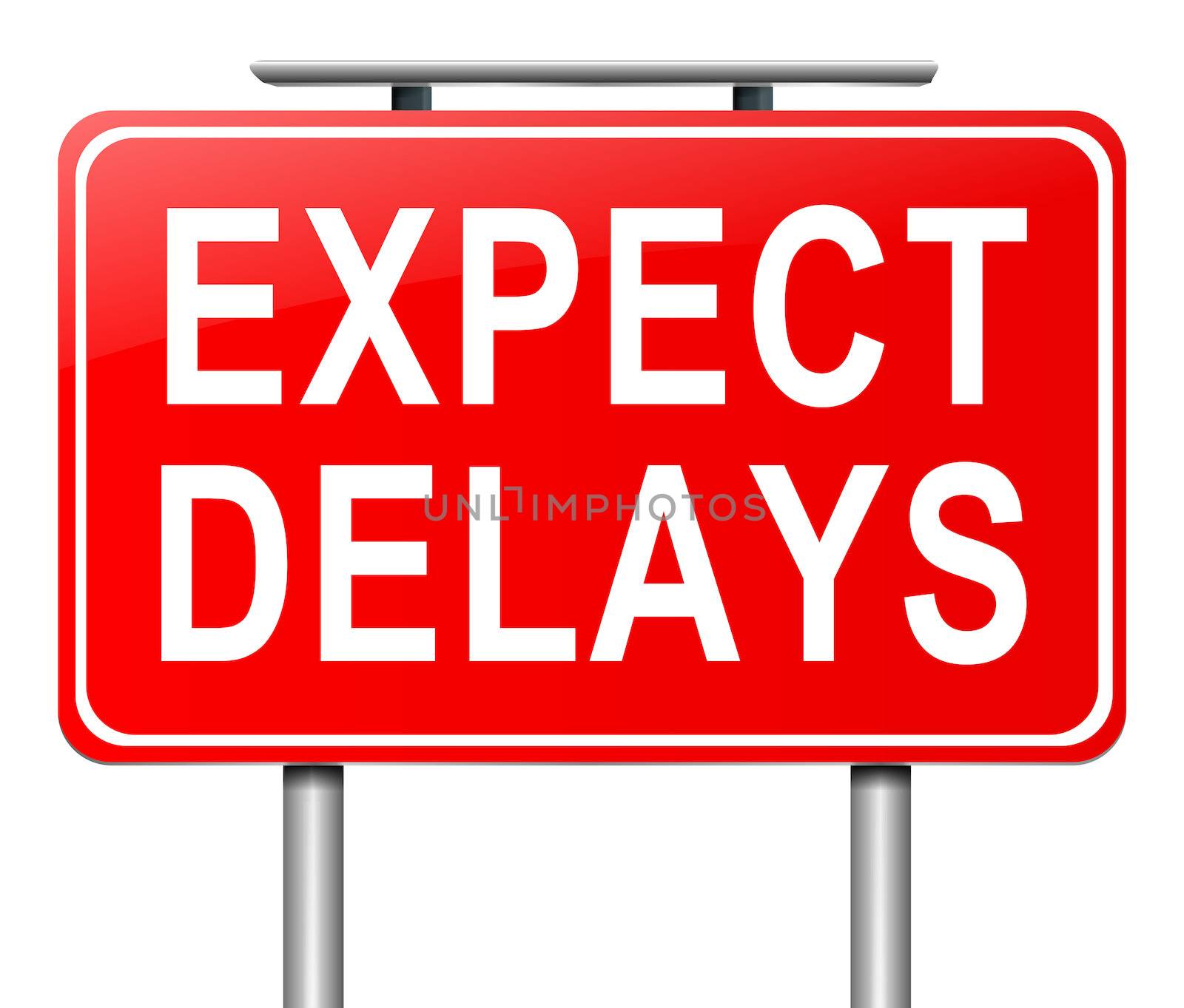 Illustration depicting a sign with a delay concept.
