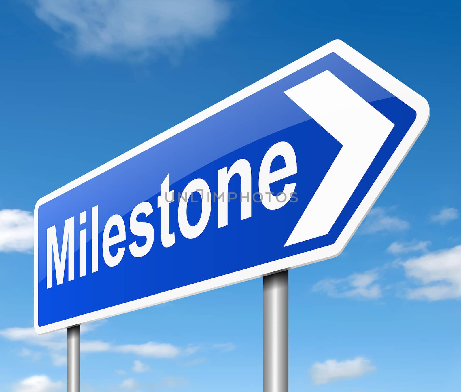 Illustration depicting a sign with a milestone concept.