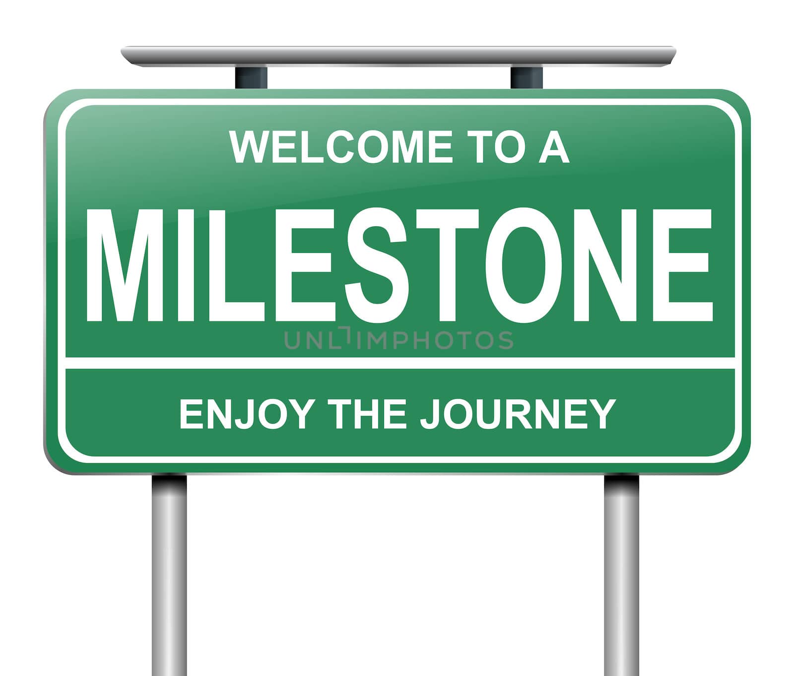 Illustration depicting a sign with a milestone concept.
