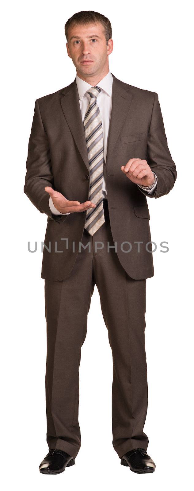 Businessman showing empty palm by cherezoff