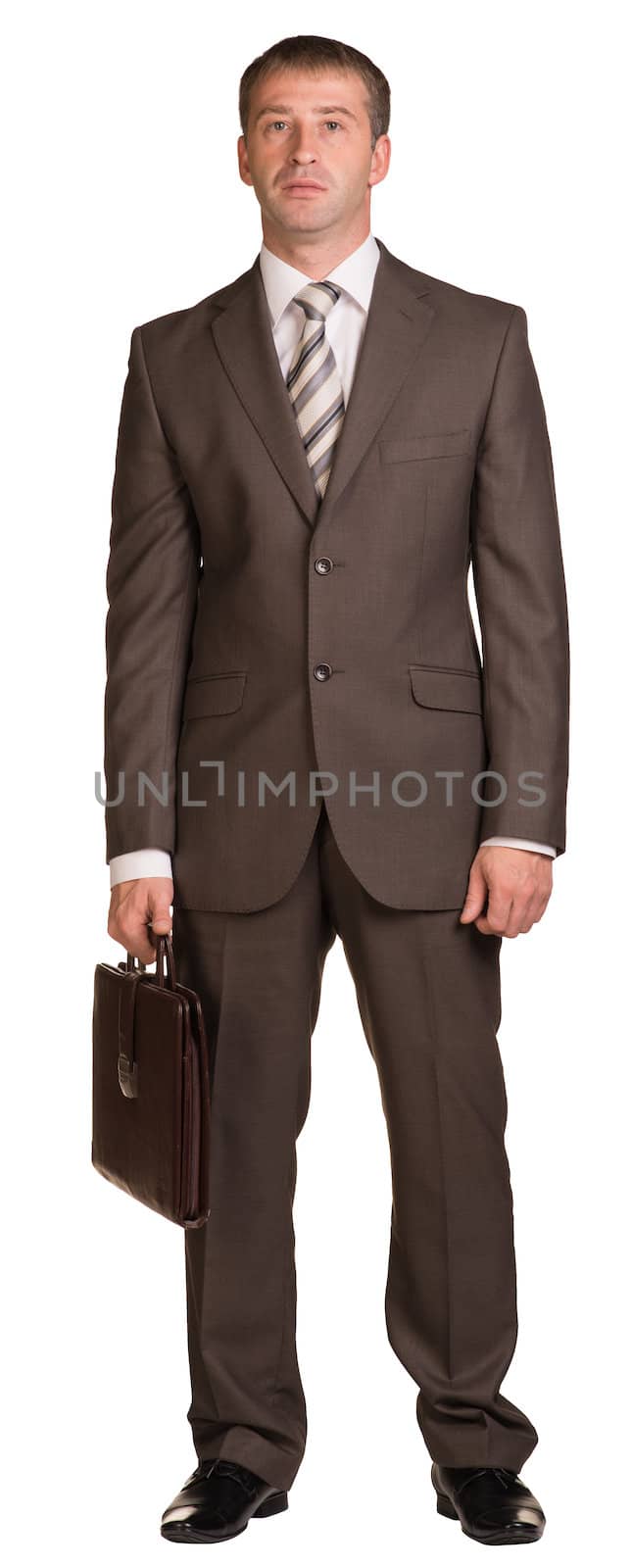 Standing businessman with briefcase by cherezoff