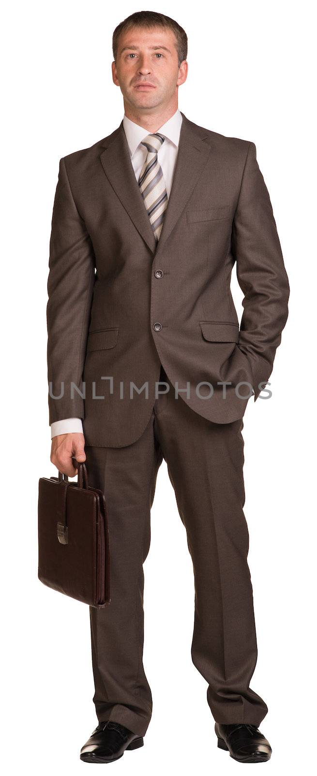 Standing businessman with briefcase by cherezoff