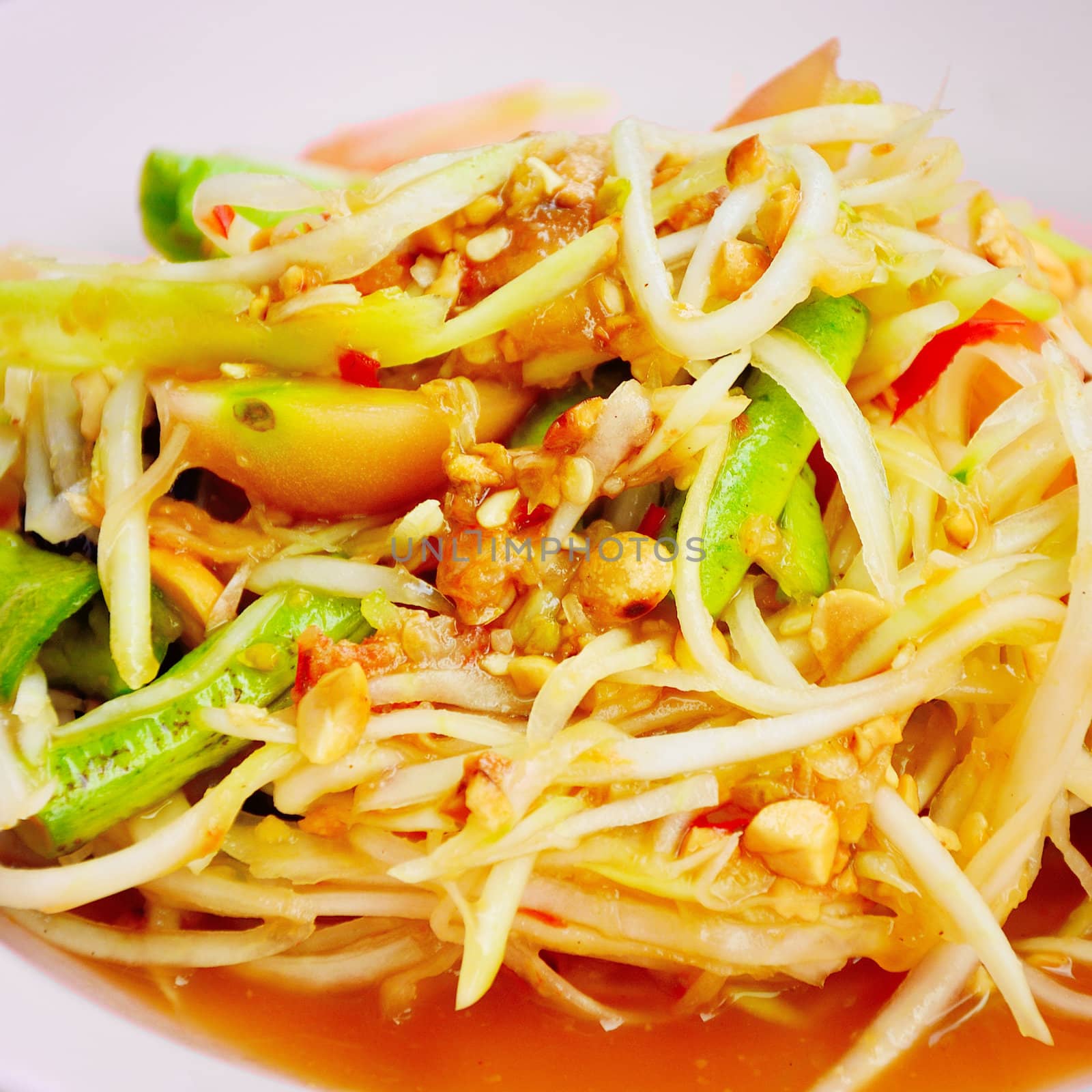 Papaya salad or Sum-Tam, Thai spicy salad