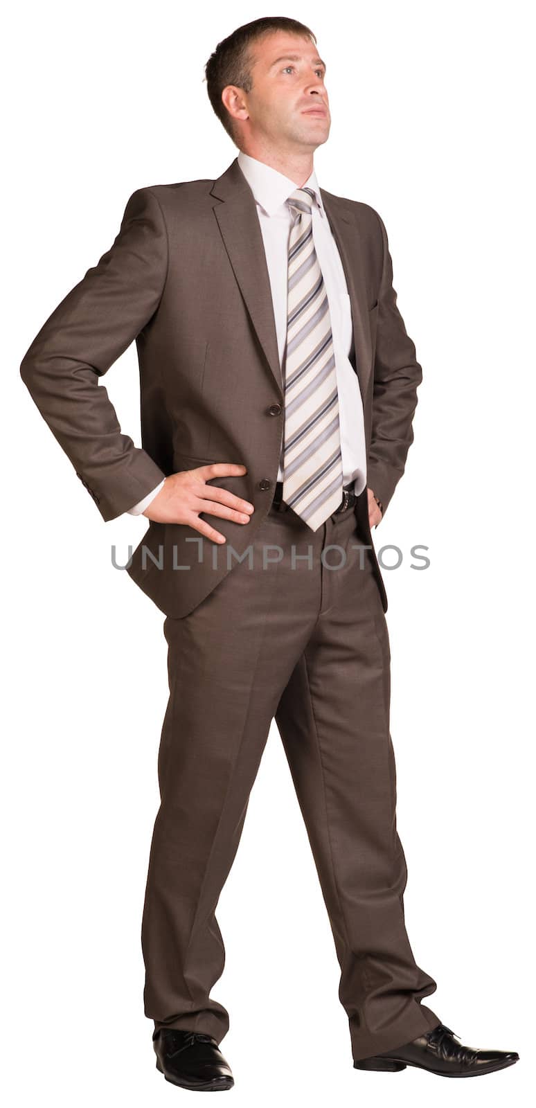 Standing businessman. Isolated on the white background.