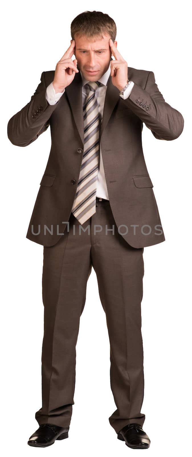 Businessman had big problems. Isolated on white background