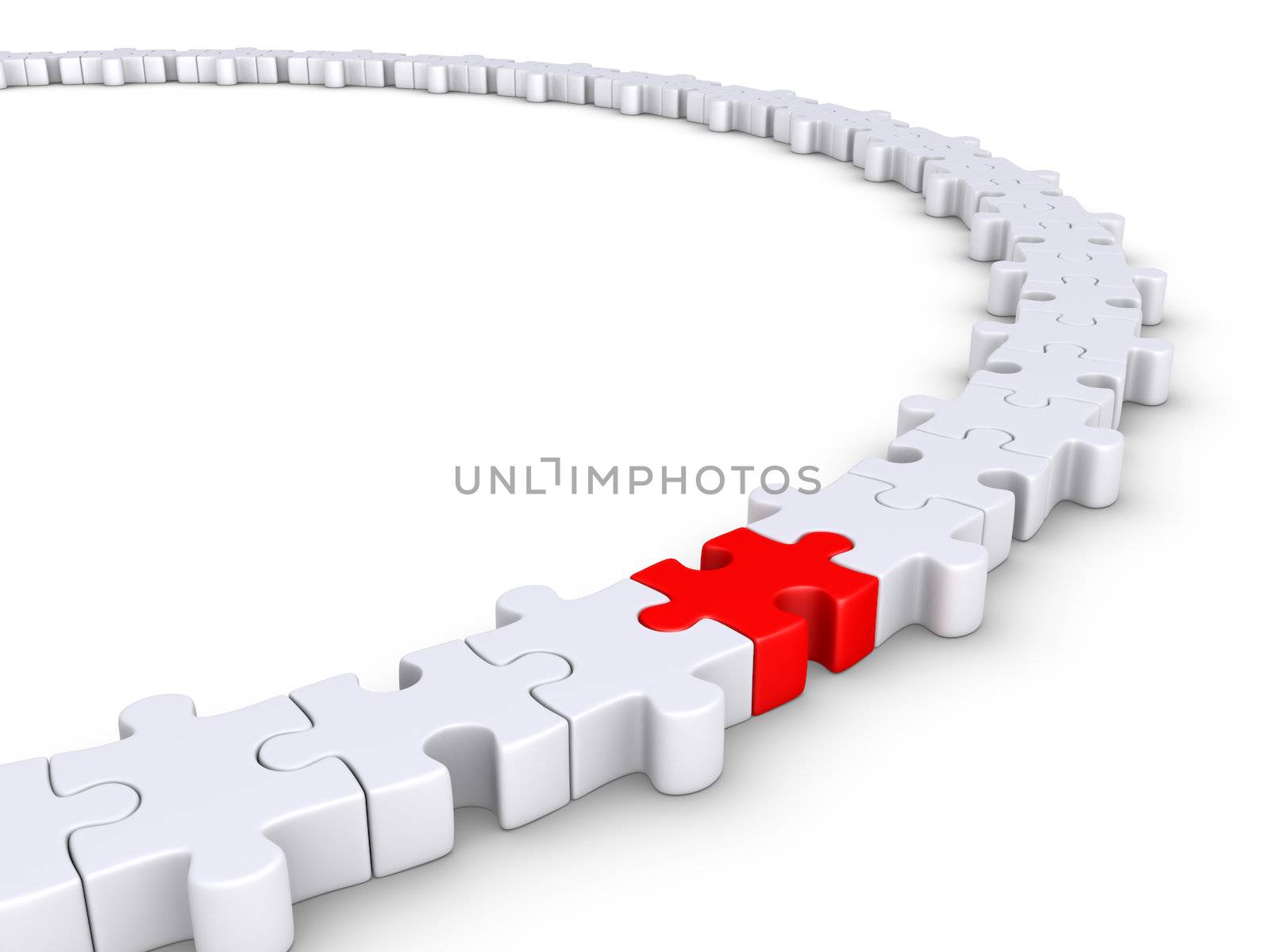 Connected puzzle pieces form a circle but one is of different color